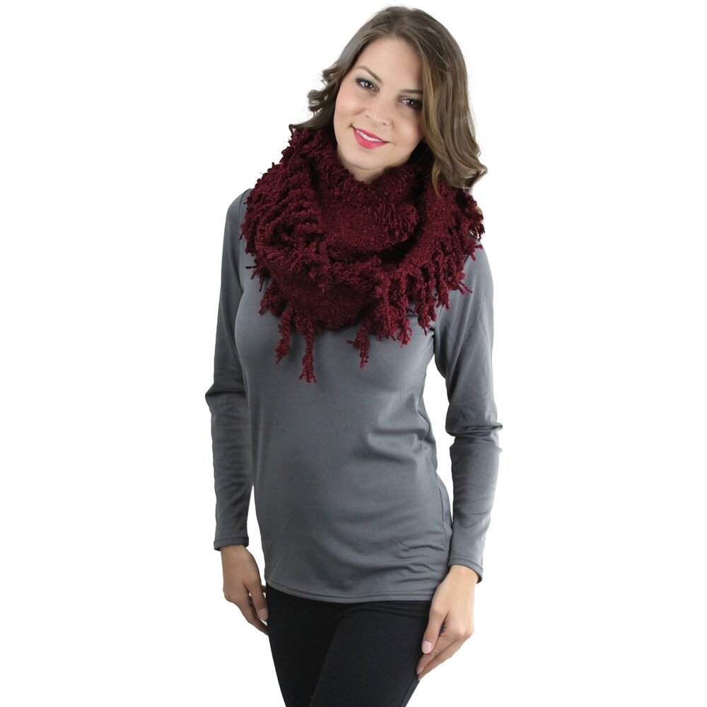 Women's Hobo Infinity Scarf - Maroon 8291
